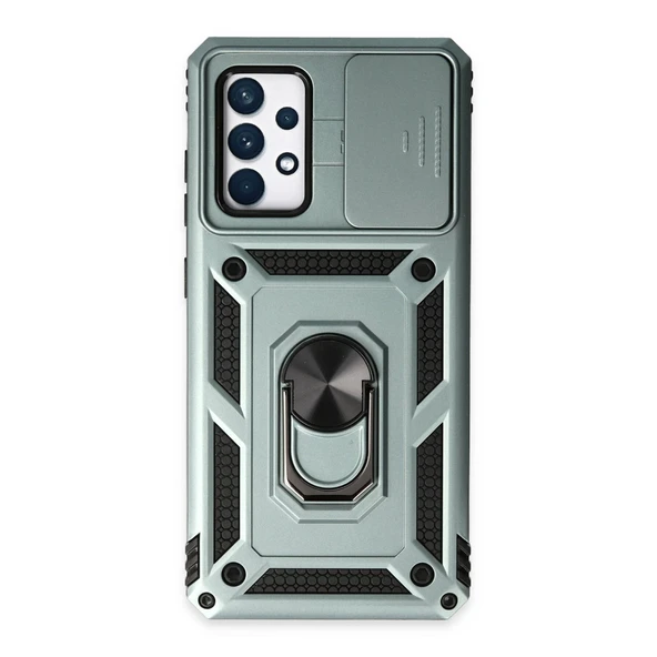 Samsung Galaxy A52 Kılıf Pars Lens Yüzüklü Silikon - Yeşil ürün görseli 1