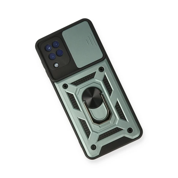 Samsung Galaxy A12 Kılıf Pars Lens Yüzüklü Silikon - Yeşil - Resim 3