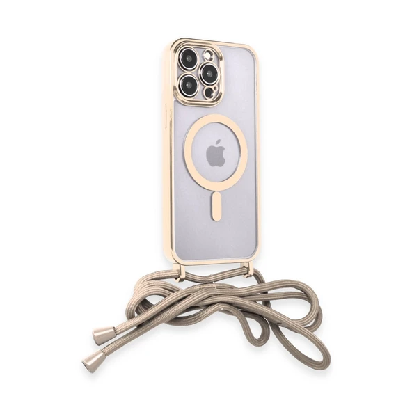 İphone 14 Pro Kılıf Divo Lazer Askılı Magsafe Kapak - Gold - Resim 2