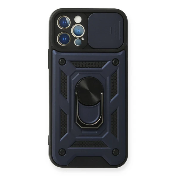 İphone 12 Pro Kılıf Pars Lens Yüzüklü Silikon - Lacivert ürün görseli 1