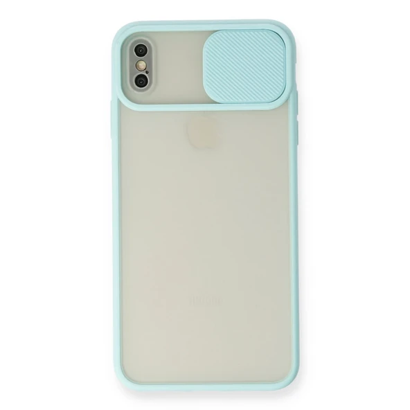 İphone Xs Max Kılıf Palm Buzlu Kamera Sürgülü Silikon - Turkuaz ürün görseli 1