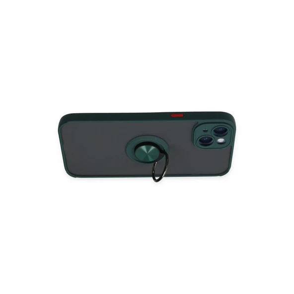 İphone 14 Kılıf Montreal Yüzüklü Silikon Kapak - Yeşil - Resim 4