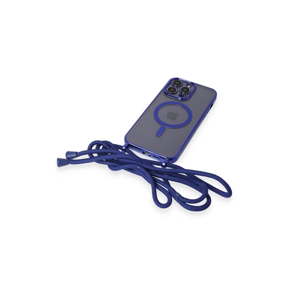 İphone 12 Pro Kılıf Divo Lazer Askılı Magsafe Kapak - Mavi - Resim 6