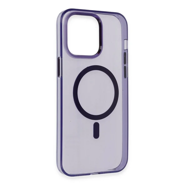 İphone 14 Pro Kılıf Tron Şeffaf Magsafe Kapak - Derin Mor - Resim 2