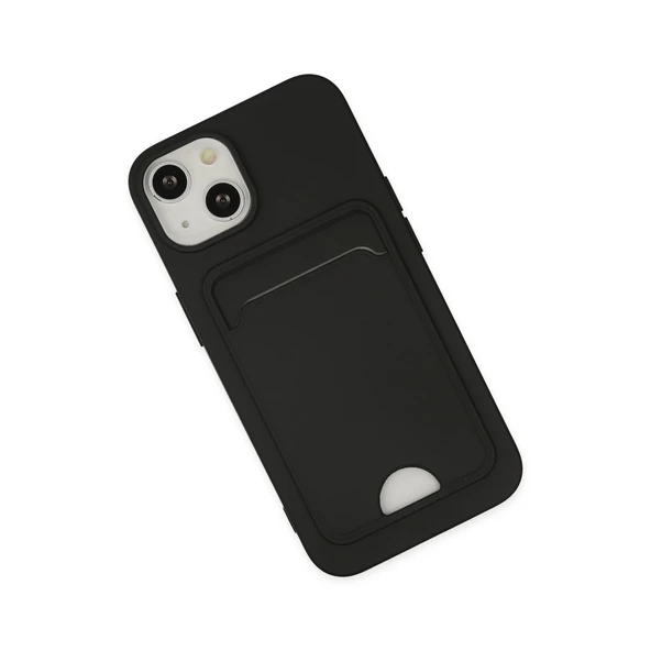 İphone 14 Plus Kılıf Kelvin Kartvizitli Silikon - Siyah - Resim 3