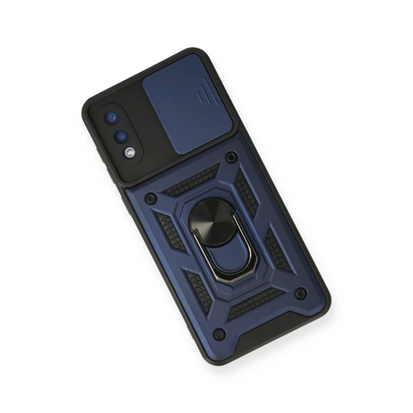 Samsung Galaxy A02 Kılıf Pars Lens Yüzüklü Silikon - Lacivert - Resim 3