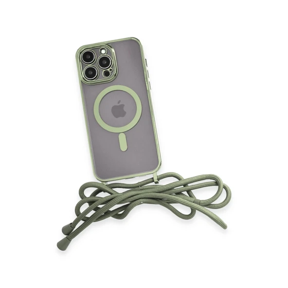 İphone 14 Pro Kılıf Divo Lazer Askılı Magsafe Kapak - Koyu Yeşil - Resim 4