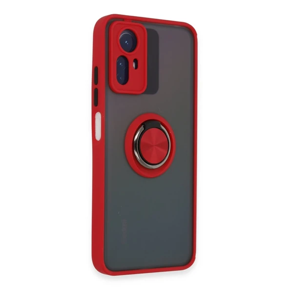 Xiaomi Redmi Note 12s Kılıf Montreal Yüzüklü Silikon Kapak - Kırmızı - Resim 2