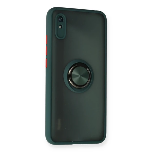 Xiaomi Redmi 9a Kılıf Montreal Yüzüklü Silikon Kapak - Yeşil - Resim 2
