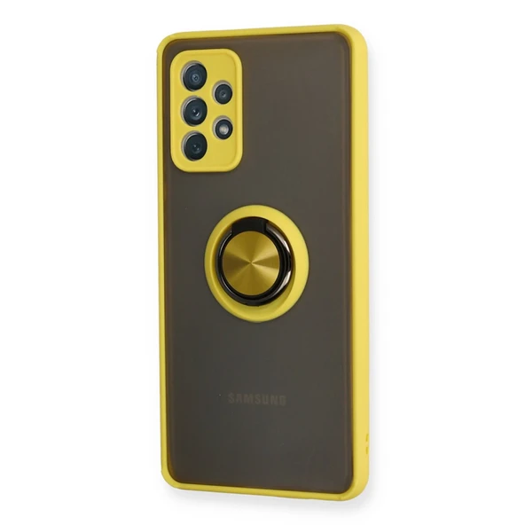 Samsung Galaxy A72 Kılıf Montreal Yüzüklü Silikon Kapak - Sarı - Resim 2