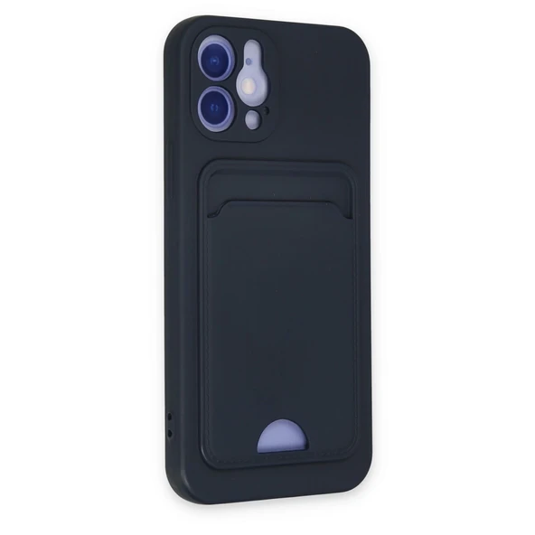 İphone 12 Kılıf Kelvin Kartvizitli Silikon - Lacivert - Resim 2