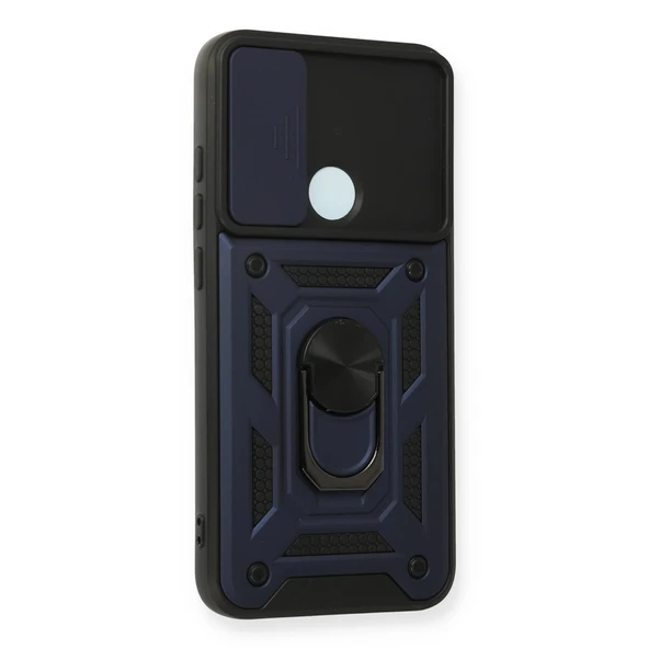 Xiaomi Redmi Note 8 Kılıf Pars Lens Yüzüklü Silikon - Lacivert - Resim 2