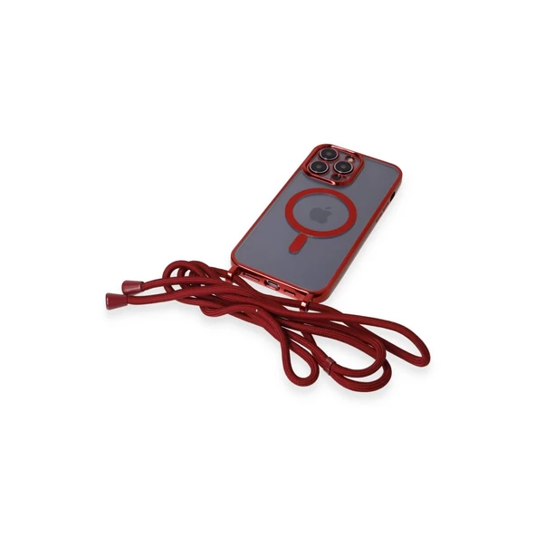 İphone 13 Pro Kılıf Divo Lazer Askılı Magsafe Kapak - Kırmızı - Resim 6