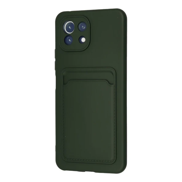 Xiaomi Mi 11 Kılıf Kelvin Kartvizitli Silikon - Koyu Yeşil - Resim 3