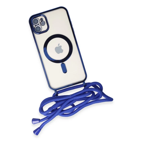 İphone 11 Kılıf Divo Lazer Askılı Magsafe Kapak - Mavi - Resim 4