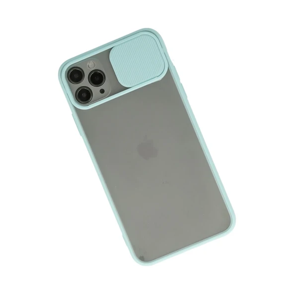 İphone 11 Pro Kılıf Palm Buzlu Kamera Sürgülü Silikon - Turkuaz - Resim 2