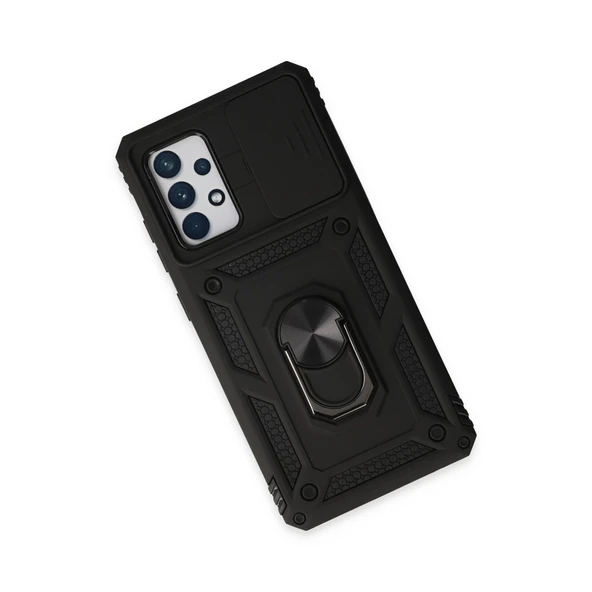 Samsung Galaxy A72 Kılıf Pars Lens Yüzüklü Silikon - Siyah - Resim 3