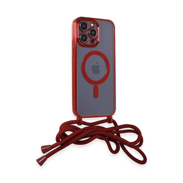 İphone 13 Pro Kılıf Divo Lazer Askılı Magsafe Kapak - Kırmızı - Resim 2
