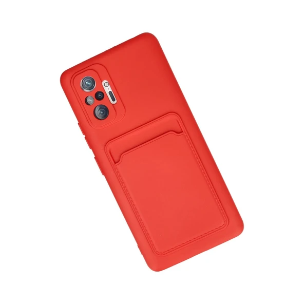Xiaomi Redmi Note 10 Pro Kılıf Kelvin Kartvizitli Silikon - Kırmızı - Resim 3