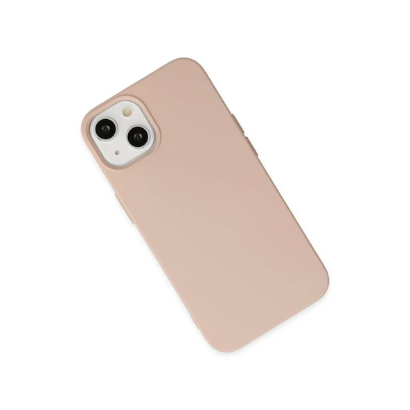 İphone 14 Plus Kılıf Nano İçi Kadife Silikon - Pudra - Resim 3