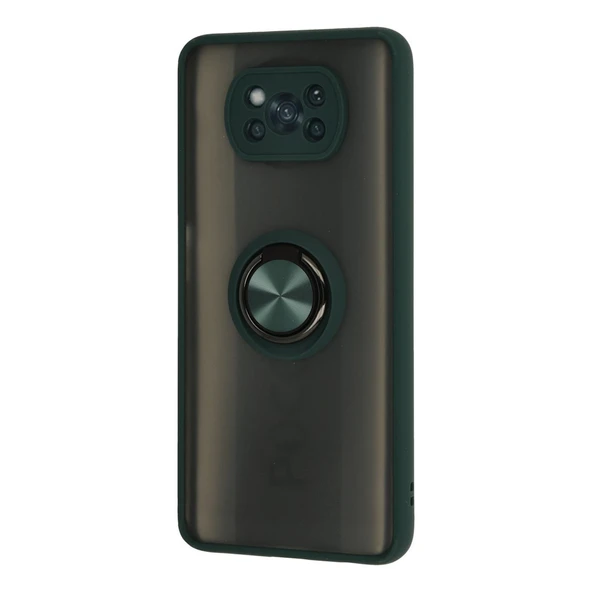 Xiaomi Pocophone X3 Kılıf Montreal Yüzüklü Silikon Kapak - Yeşil - Resim 2