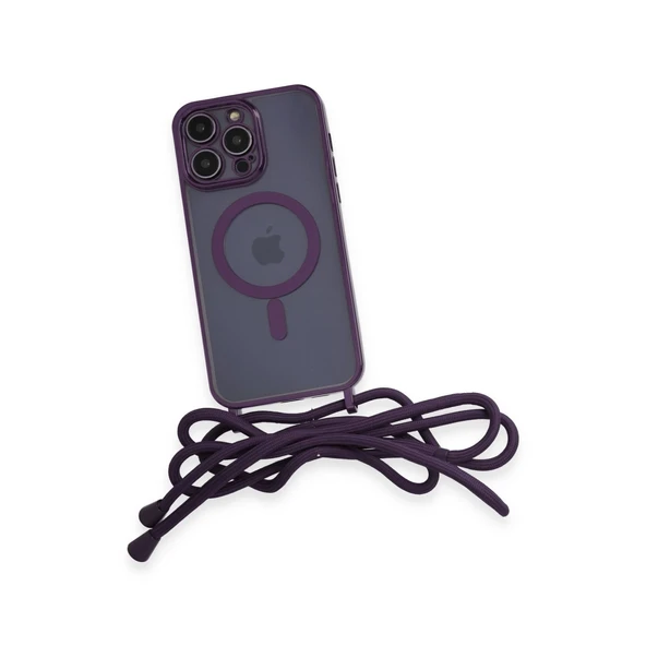 İphone 13 Pro Kılıf Divo Lazer Askılı Magsafe Kapak - Derin Mor - Resim 4