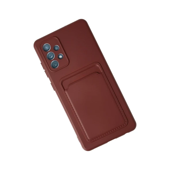 Samsung Galaxy A72 Kılıf Kelvin Kartvizitli Silikon - Bordo - Resim 3