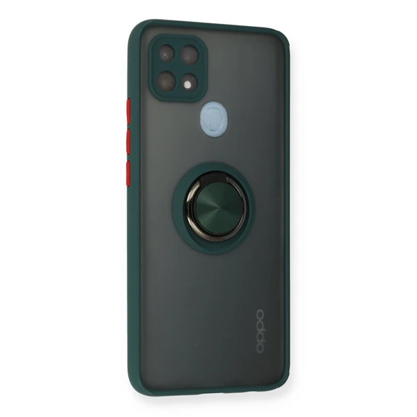 Oppo A15 Kılıf Montreal Yüzüklü Silikon Kapak - Yeşil - Resim 2