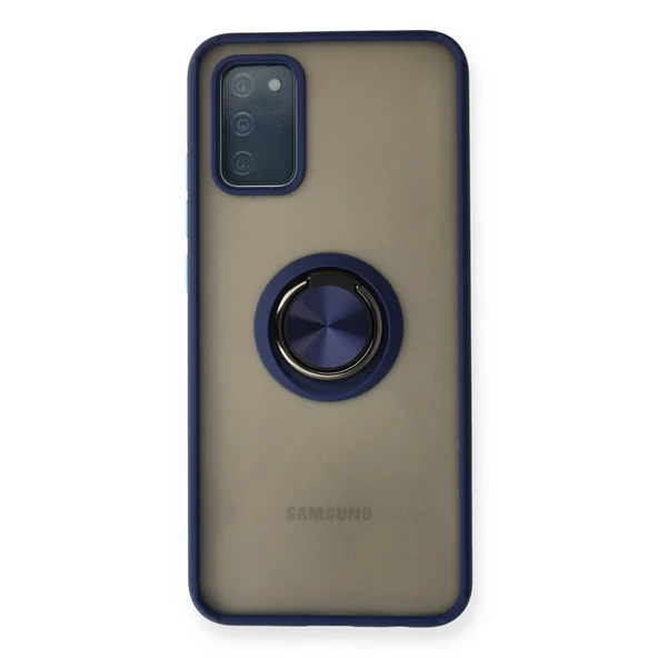 Samsung Galaxy A02s Kılıf Montreal Yüzüklü Silikon Kapak - Lacivert ürün görseli 1