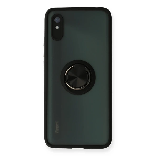 Xiaomi Redmi 9a Kılıf Montreal Yüzüklü Silikon Kapak - Siyah ürün görseli 1