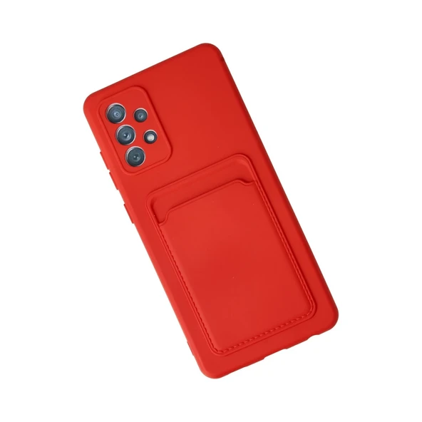 Samsung Galaxy A32 Kılıf Kelvin Kartvizitli Silikon - Kırmızı - Resim 3