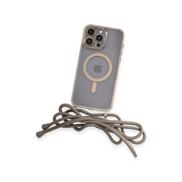 İphone 14 Pro Kılıf Divo Lazer Askılı Magsafe Kapak - Gold - Resim 3