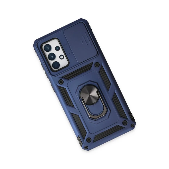 Samsung Galaxy A72 Kılıf Pars Lens Yüzüklü Silikon - Lacivert - Resim 3