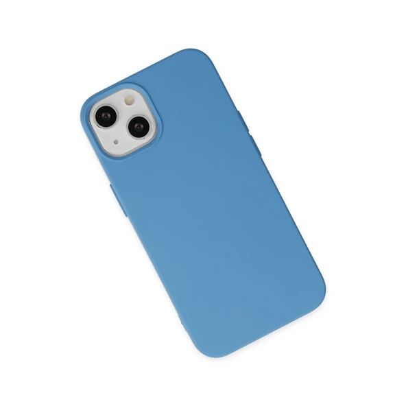 İphone 14 Plus Kılıf Nano İçi Kadife Silikon - Mavi - Resim 3