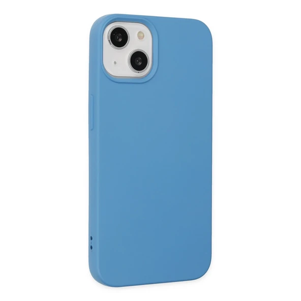 İphone 14 Plus Kılıf Nano İçi Kadife Silikon - Mavi - Resim 2