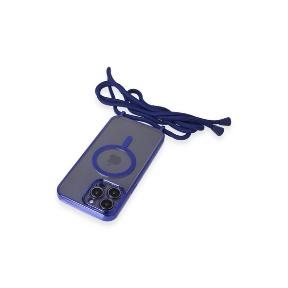 İphone 12 Pro Kılıf Divo Lazer Askılı Magsafe Kapak - Mavi - Resim 5