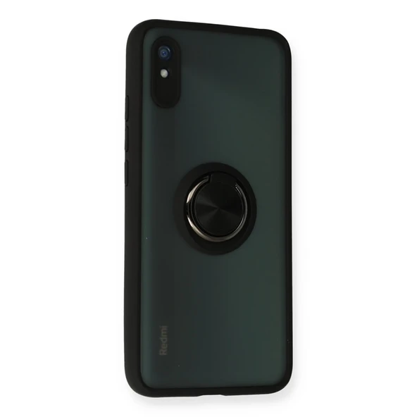 Xiaomi Redmi 9a Kılıf Montreal Yüzüklü Silikon Kapak - Siyah - Resim 2