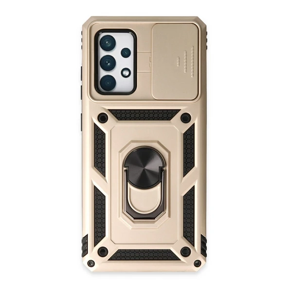 Samsung Galaxy A52 Kılıf Pars Lens Yüzüklü Silikon - Gold ürün görseli 1