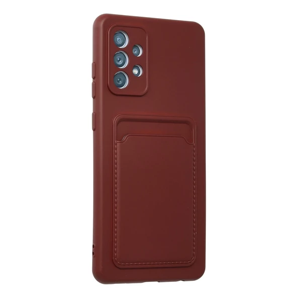 Samsung Galaxy A72 Kılıf Kelvin Kartvizitli Silikon - Bordo - Resim 2