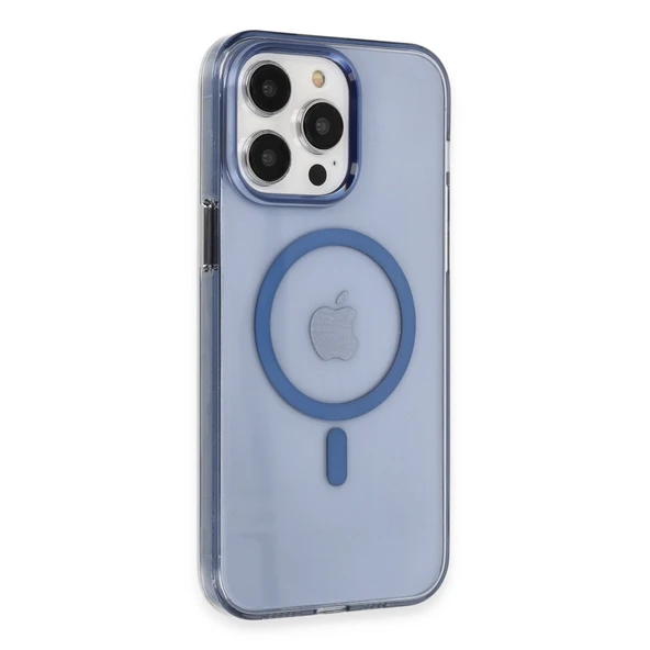 İphone 13 Pro Max Kılıf Tron Şeffaf Magsafe Kapak - Mavi ürün görseli 1