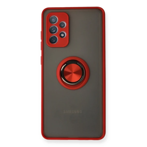 Samsung Galaxy A72 Kılıf Montreal Yüzüklü Silikon Kapak - Kırmızı ürün görseli 1