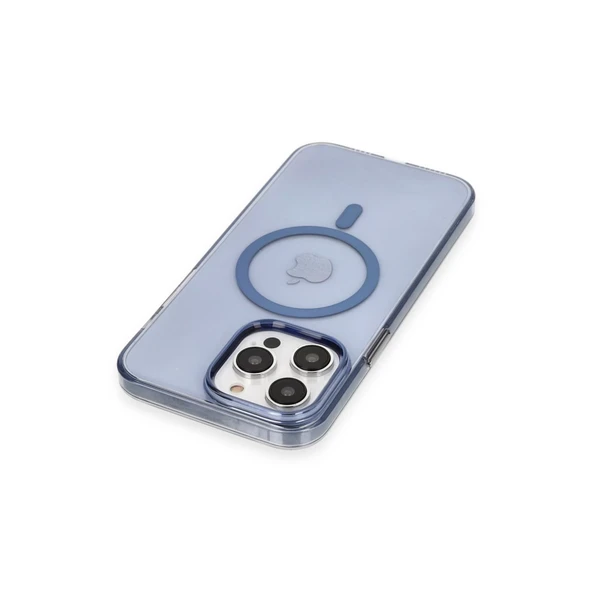 İphone 13 Pro Max Kılıf Tron Şeffaf Magsafe Kapak - Mavi - Resim 2