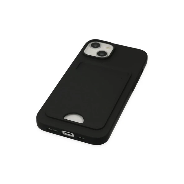 İphone 14 Plus Kılıf Kelvin Kartvizitli Silikon - Siyah - Resim 4
