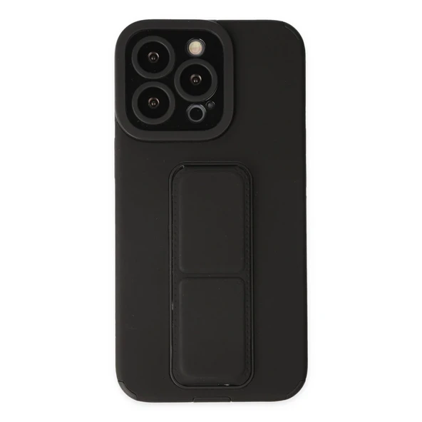 İphone 14 Pro Kılıf Mega Standlı Silikon - Siyah ürün görseli 1