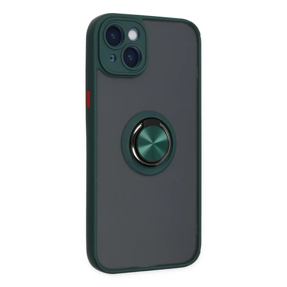 İphone 14 Kılıf Montreal Yüzüklü Silikon Kapak - Yeşil - Resim 2