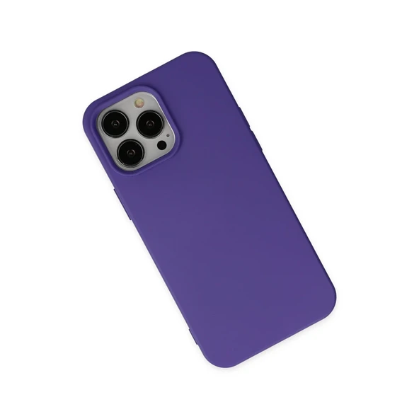 İphone 14 Pro Max Kılıf Nano İçi Kadife Silikon - Mor - Resim 3