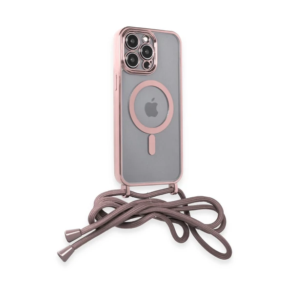 İphone 14 Pro Kılıf Divo Lazer Askılı Magsafe Kapak - Pembe - Resim 2