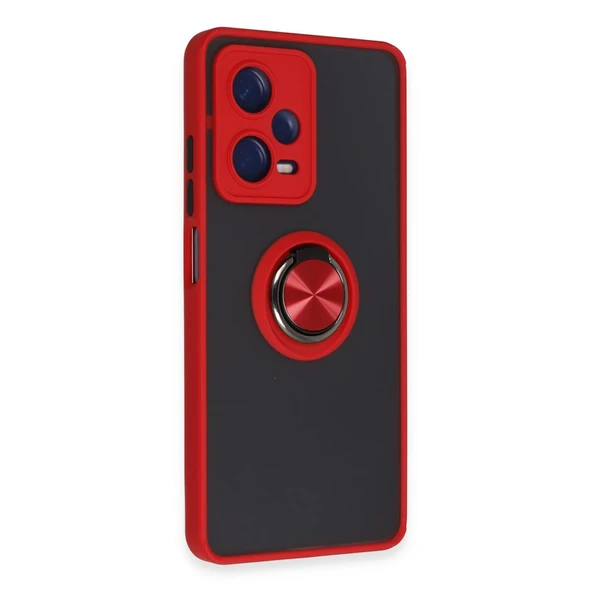 Xiaomi Redmi Note 12 5g Kılıf Montreal Yüzüklü Silikon Kapak - Kırmızı - Resim 2