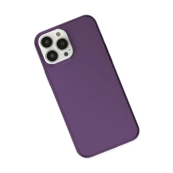 İphone 14 Pro Kılıf Pc Sert Şeffaf Kapak - Mor - Resim 3