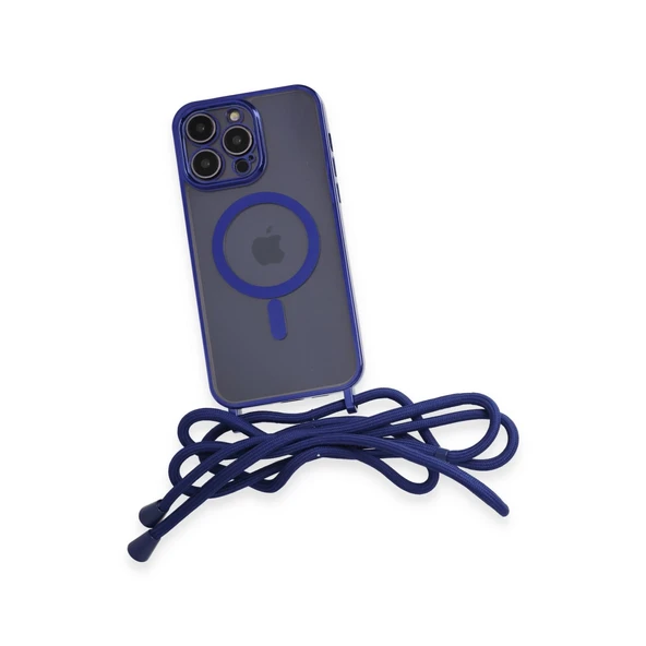 İphone 12 Pro Kılıf Divo Lazer Askılı Magsafe Kapak - Mavi - Resim 4